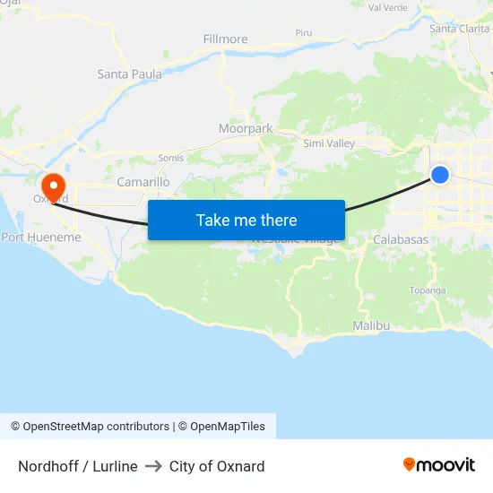 Nordhoff / Lurline to City of Oxnard map