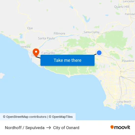Nordhoff / Sepulveda to City of Oxnard map