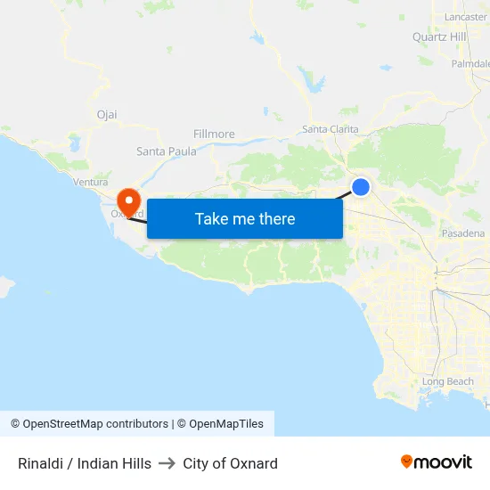 Rinaldi / Indian Hills to City of Oxnard map