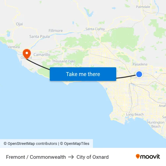 Fremont / Commonwealth to City of Oxnard map