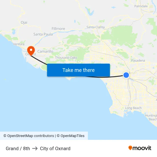 Grand / 8th to City of Oxnard map