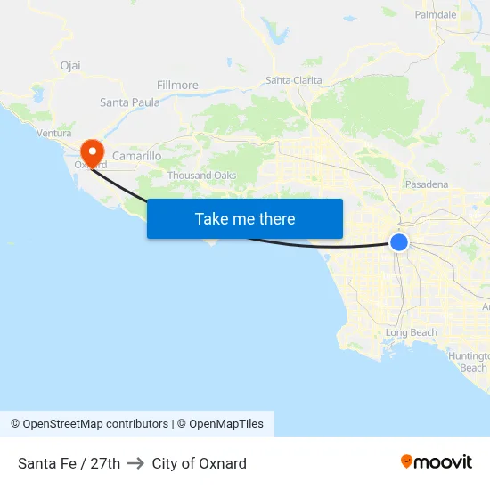 Santa Fe / 27th to City of Oxnard map