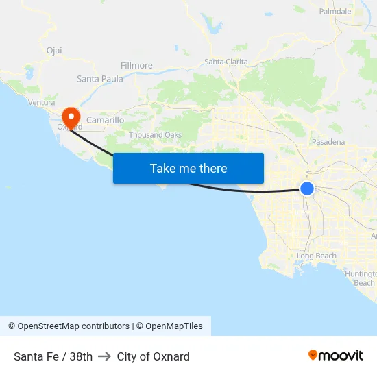 Santa Fe / 38th to City of Oxnard map