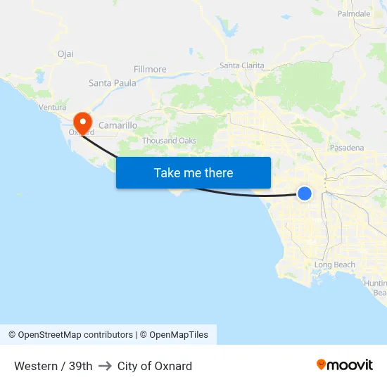 Western / 39th to City of Oxnard map