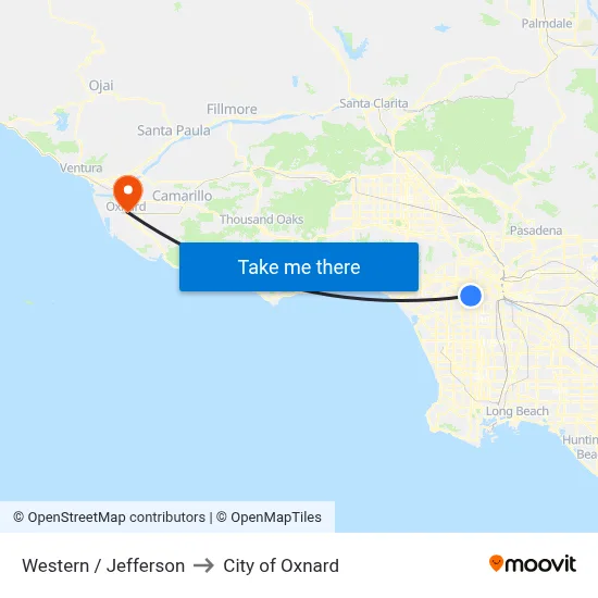 Western / Jefferson to City of Oxnard map
