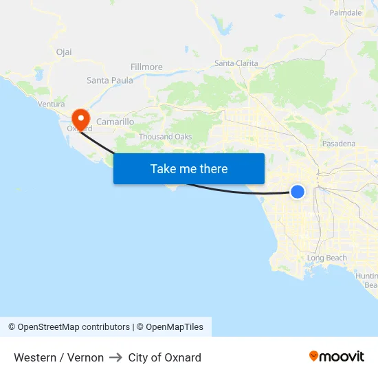 Western / Vernon to City of Oxnard map