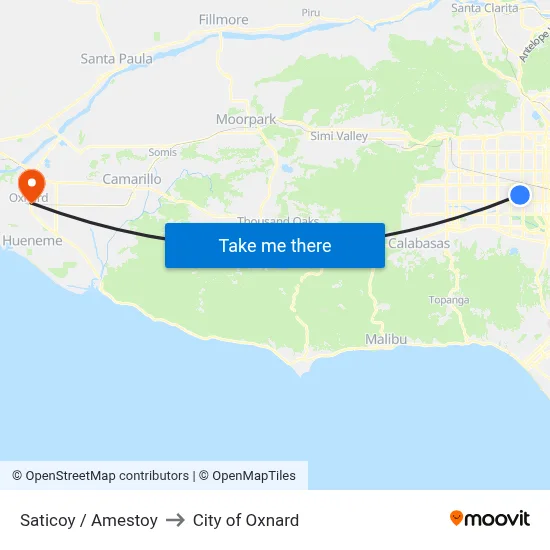 Saticoy / Amestoy to City of Oxnard map