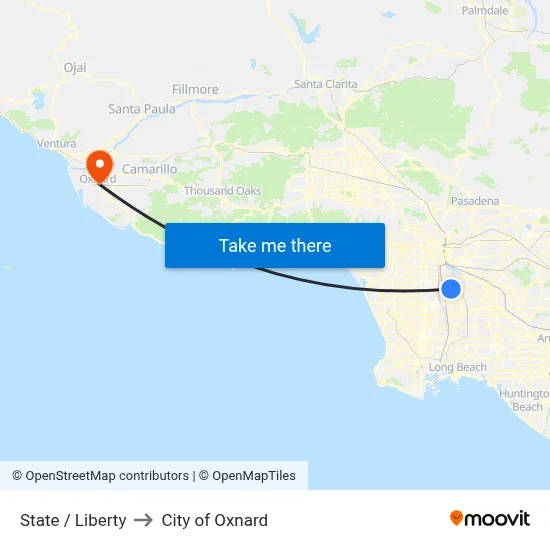 State / Liberty to City of Oxnard map