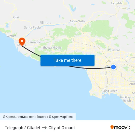 Telegraph / Citadel to City of Oxnard map
