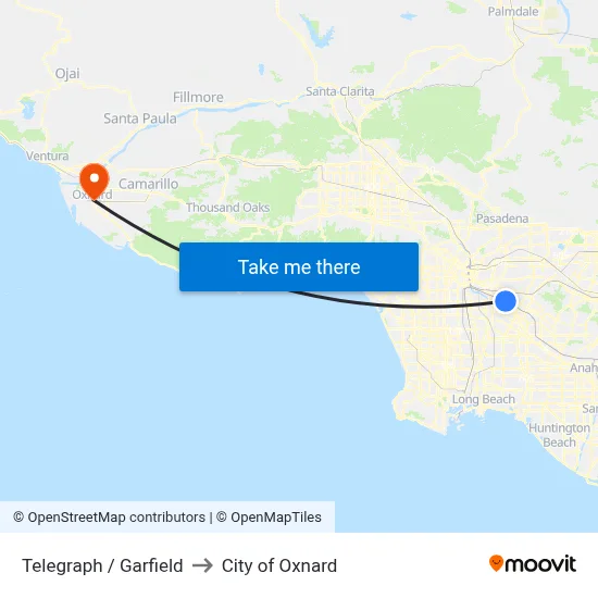 Telegraph / Garfield to City of Oxnard map
