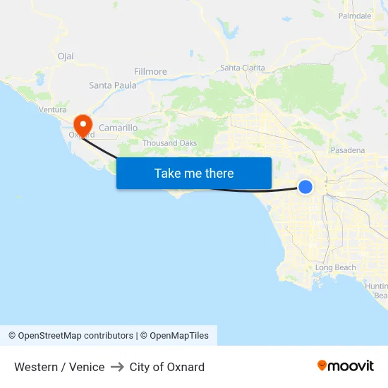 Western / Venice to City of Oxnard map