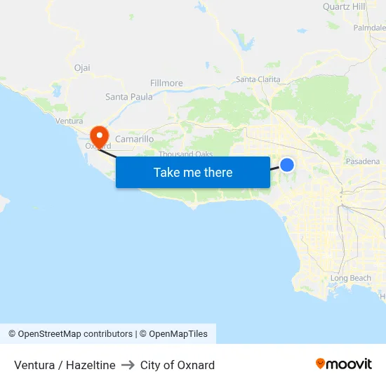 Ventura / Hazeltine to City of Oxnard map