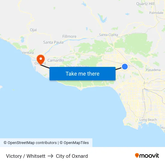 Victory / Whitsett to City of Oxnard map