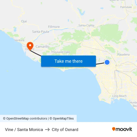 Vine / Santa Monica to City of Oxnard map