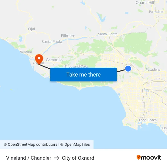 Vineland / Chandler to City of Oxnard map