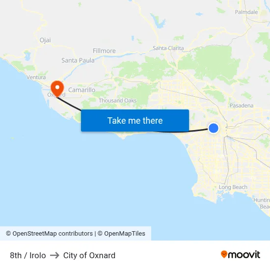 8th / Irolo to City of Oxnard map