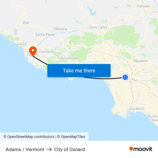 Adams / Vermont to City of Oxnard map