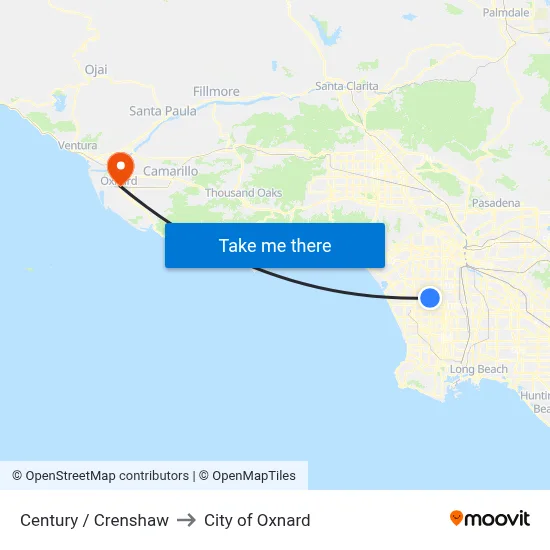 Century / Crenshaw to City of Oxnard map