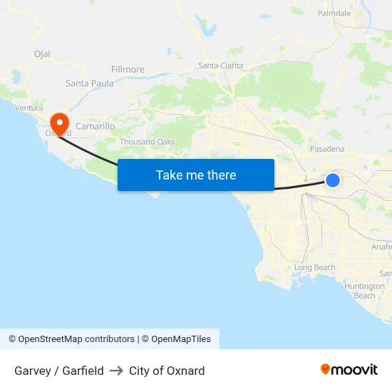 Garvey / Garfield to City of Oxnard map
