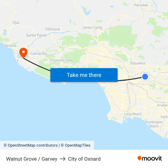 Walnut Grove / Garvey to City of Oxnard map