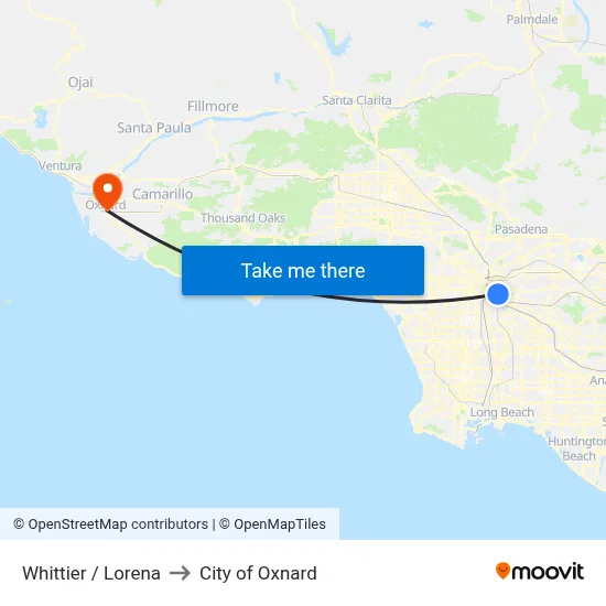 Whittier / Lorena to City of Oxnard map