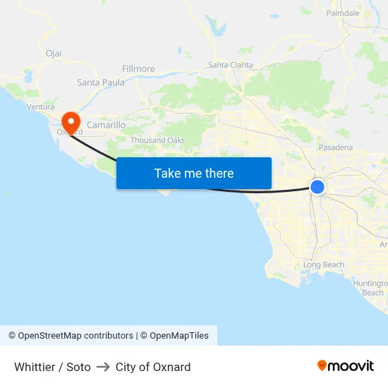 Whittier / Soto to City of Oxnard map