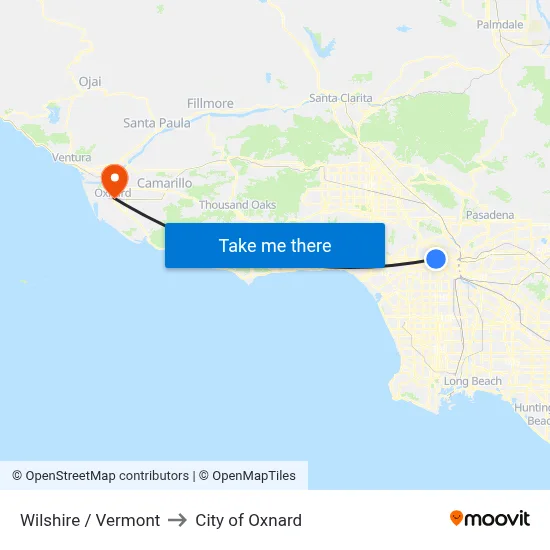 Wilshire / Vermont to City of Oxnard map