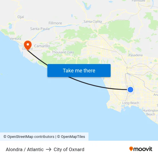 Alondra / Atlantic to City of Oxnard map