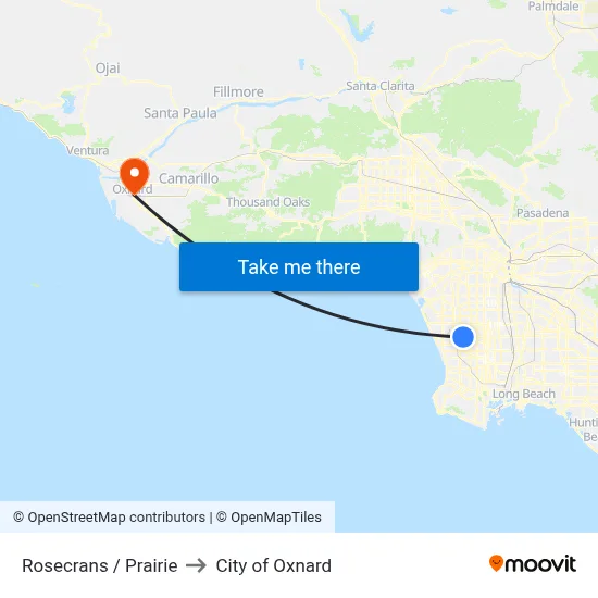 Rosecrans / Prairie to City of Oxnard map