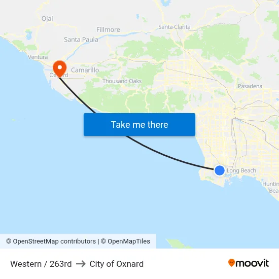 Western / 263rd to City of Oxnard map