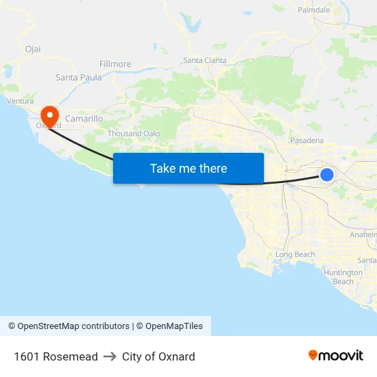 1601 Rosemead to City of Oxnard map
