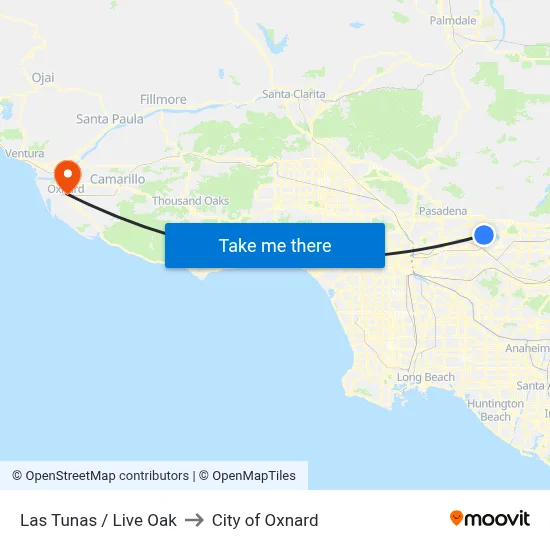 Las Tunas / Live Oak to City of Oxnard map