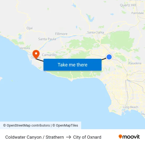 Coldwater Canyon / Strathern to City of Oxnard map