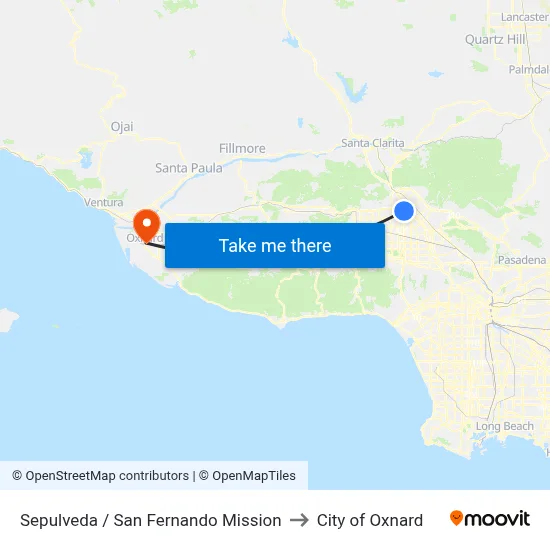 Sepulveda / San Fernando Mission to City of Oxnard map