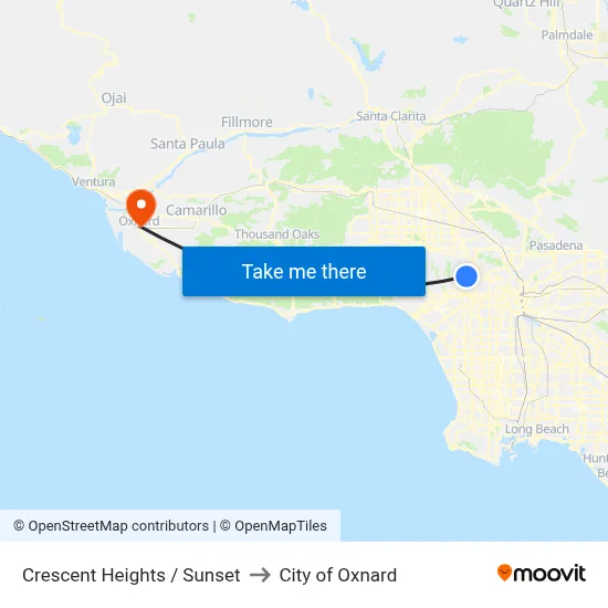 Crescent Heights / Sunset to City of Oxnard map
