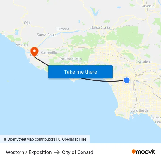 Western / Exposition to City of Oxnard map