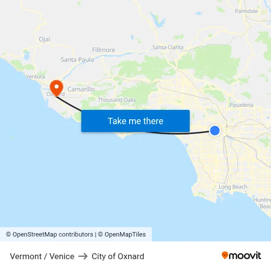 Vermont / Venice to City of Oxnard map