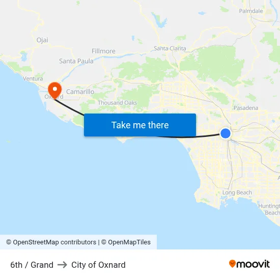 6th / Grand to City of Oxnard map