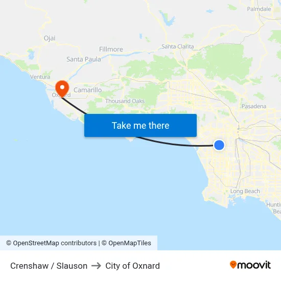 Crenshaw / Slauson to City of Oxnard map