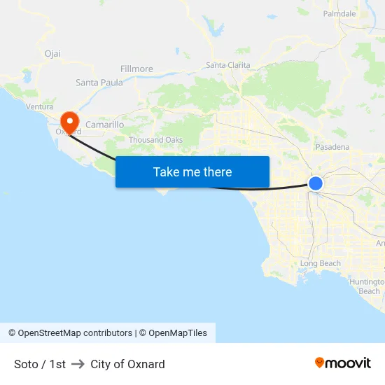Soto / 1st to City of Oxnard map