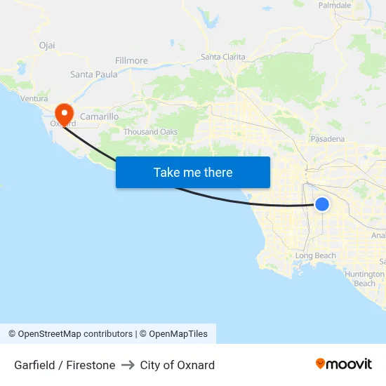Garfield / Firestone to City of Oxnard map