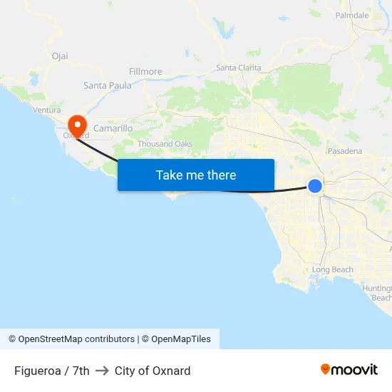 Figueroa / 7th to City of Oxnard map