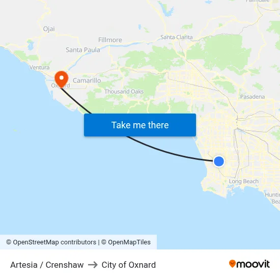 Artesia / Crenshaw to City of Oxnard map