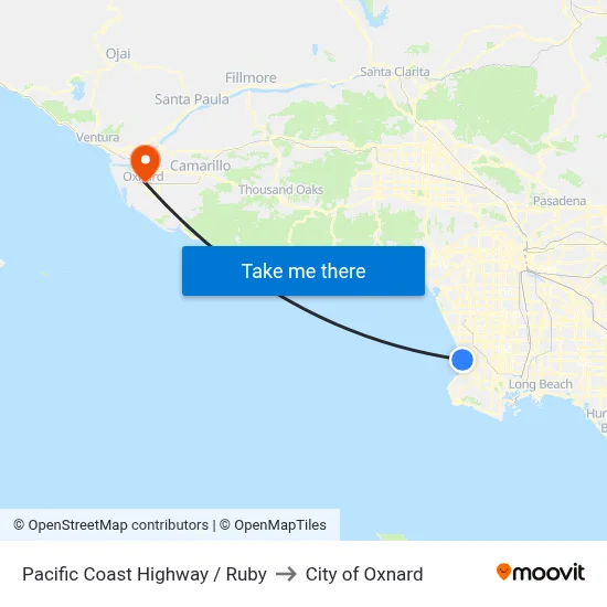 Pacific Coast Highway / Ruby to City of Oxnard map