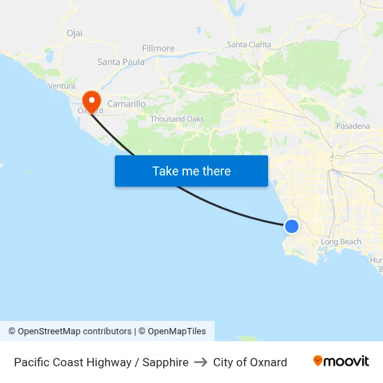 Pacific Coast Highway / Sapphire to City of Oxnard map