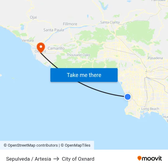 Sepulveda / Artesia to City of Oxnard map