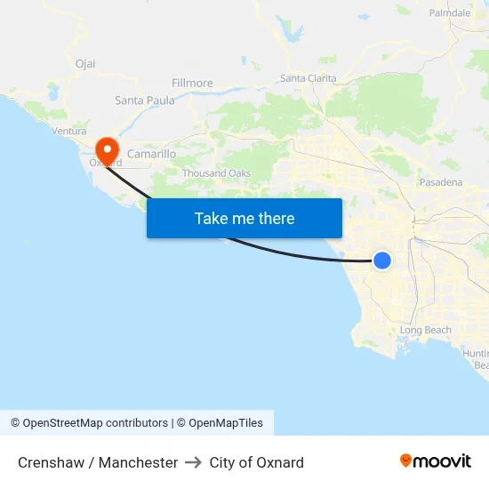 Crenshaw / Manchester to City of Oxnard map