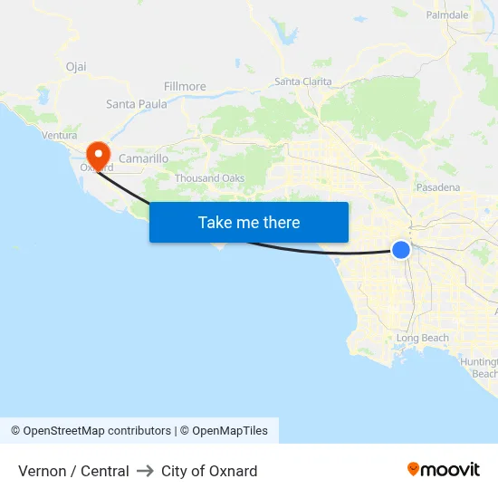 Vernon / Central to City of Oxnard map