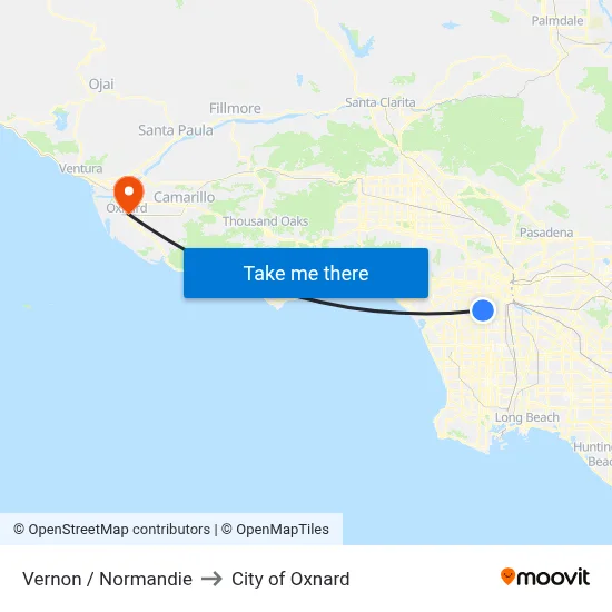 Vernon / Normandie to City of Oxnard map