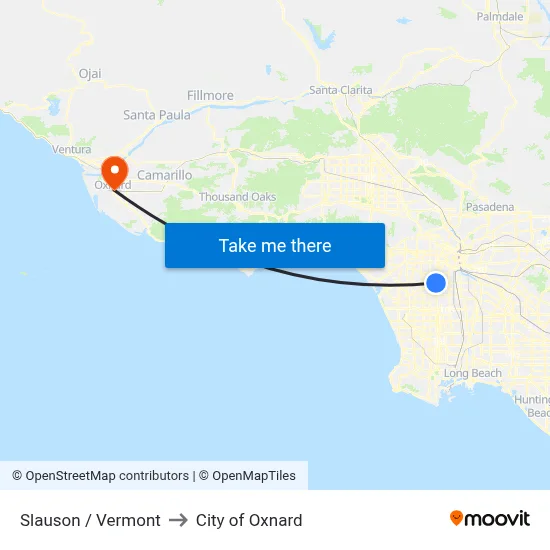 Slauson / Vermont to City of Oxnard map